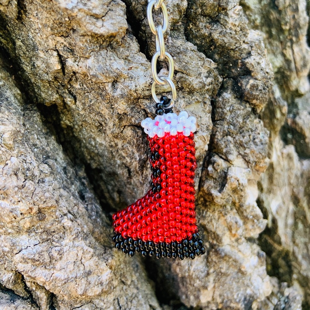 Christmas Santa Boots Beaded Ornament Keychain(1) - Picture 1 of 2